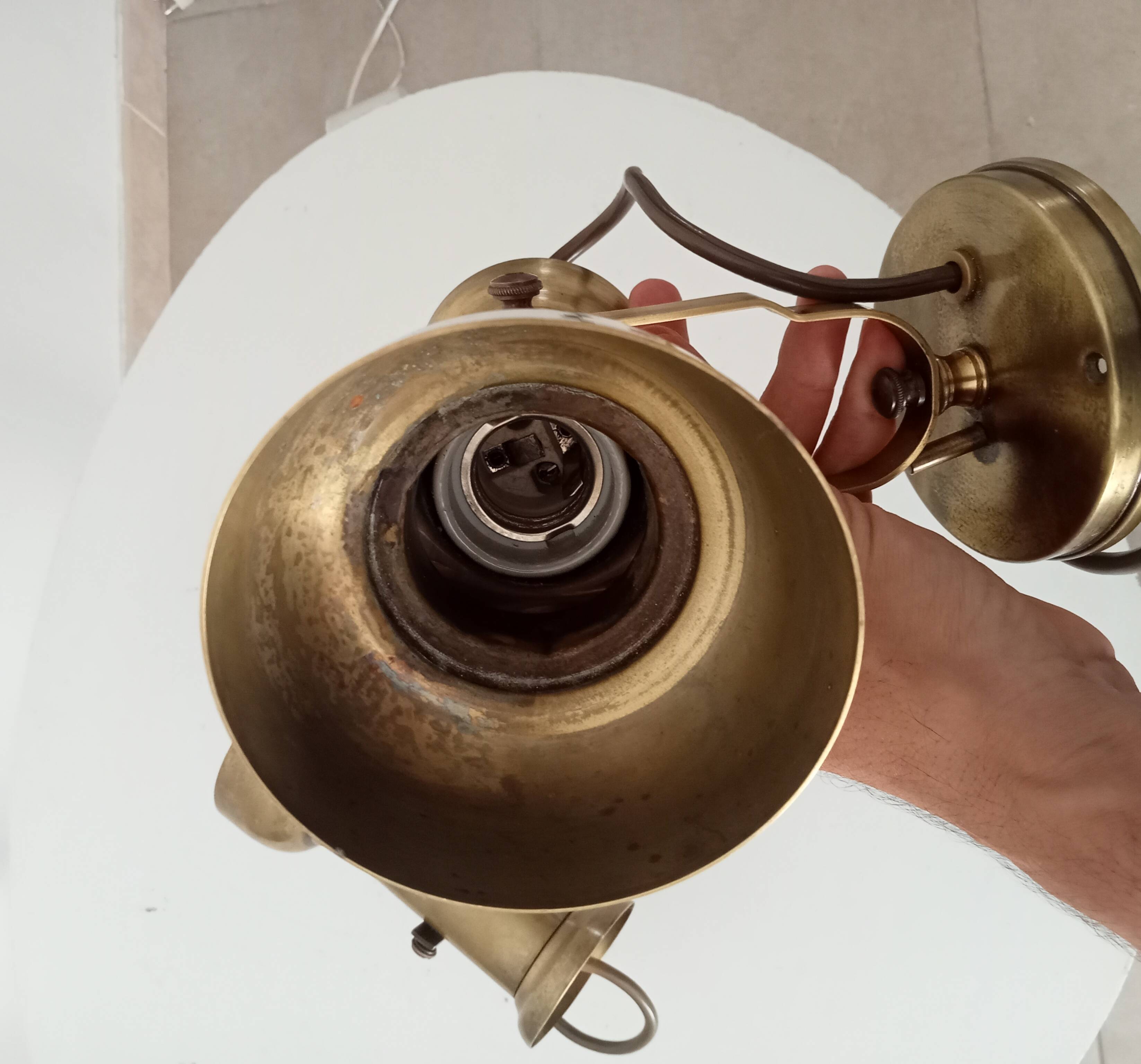 Pair of vintage wall sconces CVL in solid gold brass.