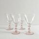 4 verres à vin pied rose en verre bullé vintage