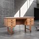 Brutalist Oak Desk by Henning Kjærnulf, Denmark, 1960s