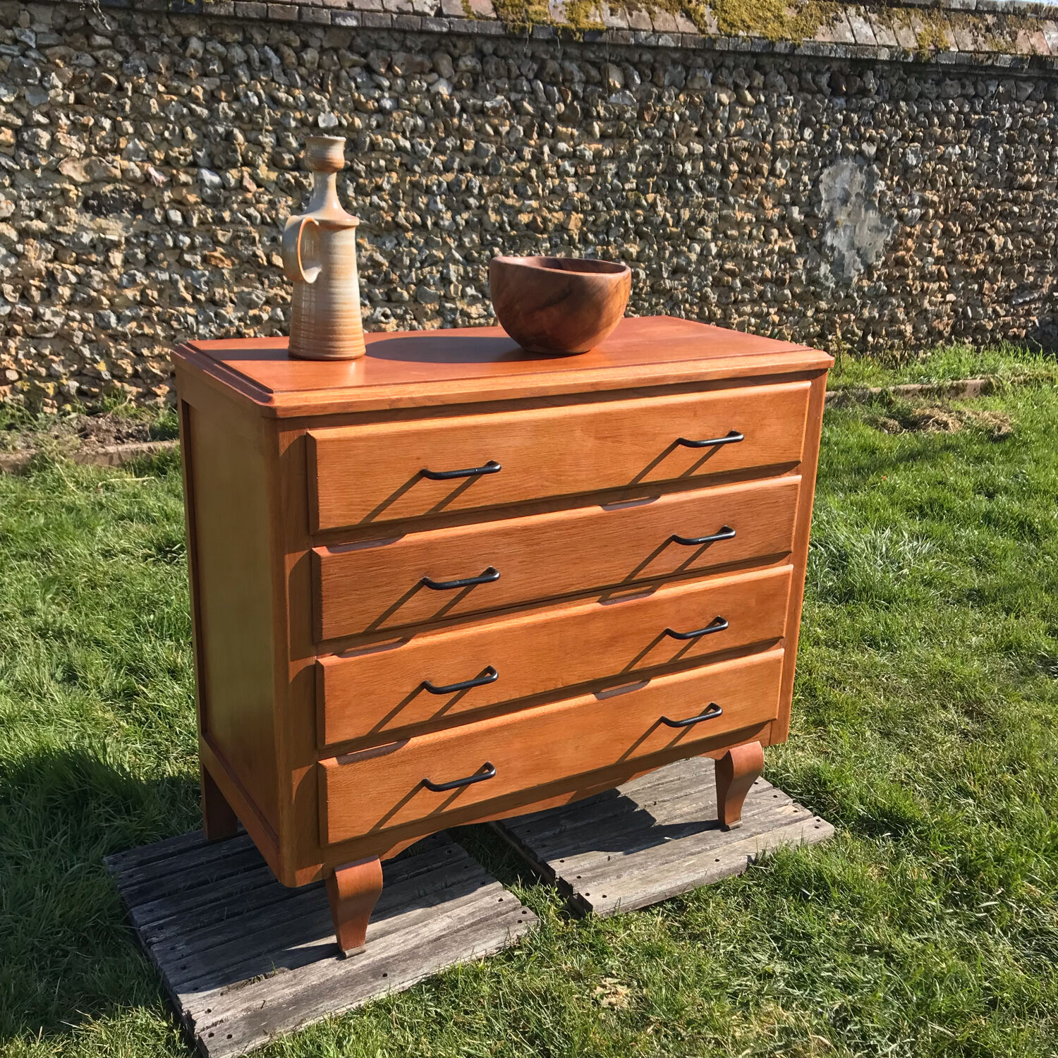 1950 vintage chest of drawers in gilded oak