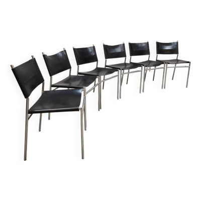 Chaises de salle à manger en cuir vintage SE06 Spectrum Martin Visser