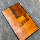 70s elm burl coffee table