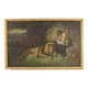 Tableau religieux italien représentant saint Jérôme avec un lion, datant du XXe siècle.