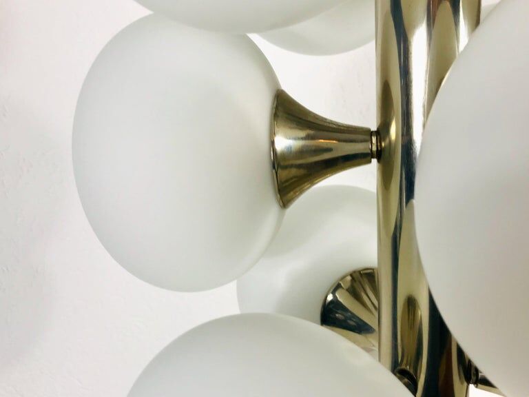 Kaiser chandelier with 9 arms in chrome, 1960s, Germany