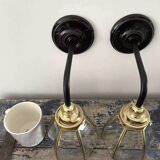 Pair of brass and glass wall lights