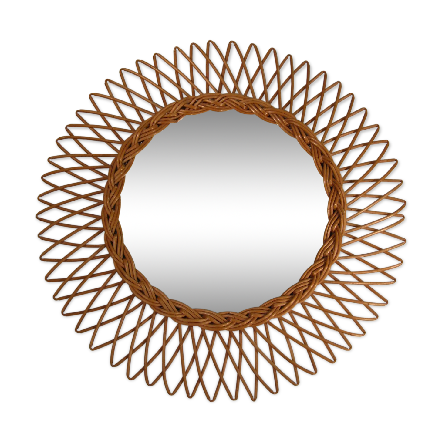 Vintage Sun Mirror in rattan 1960s - 44cm