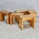 Selection by Charlotte Perriand for Les Arcs, set of 5 pine stools. France, circa 1960