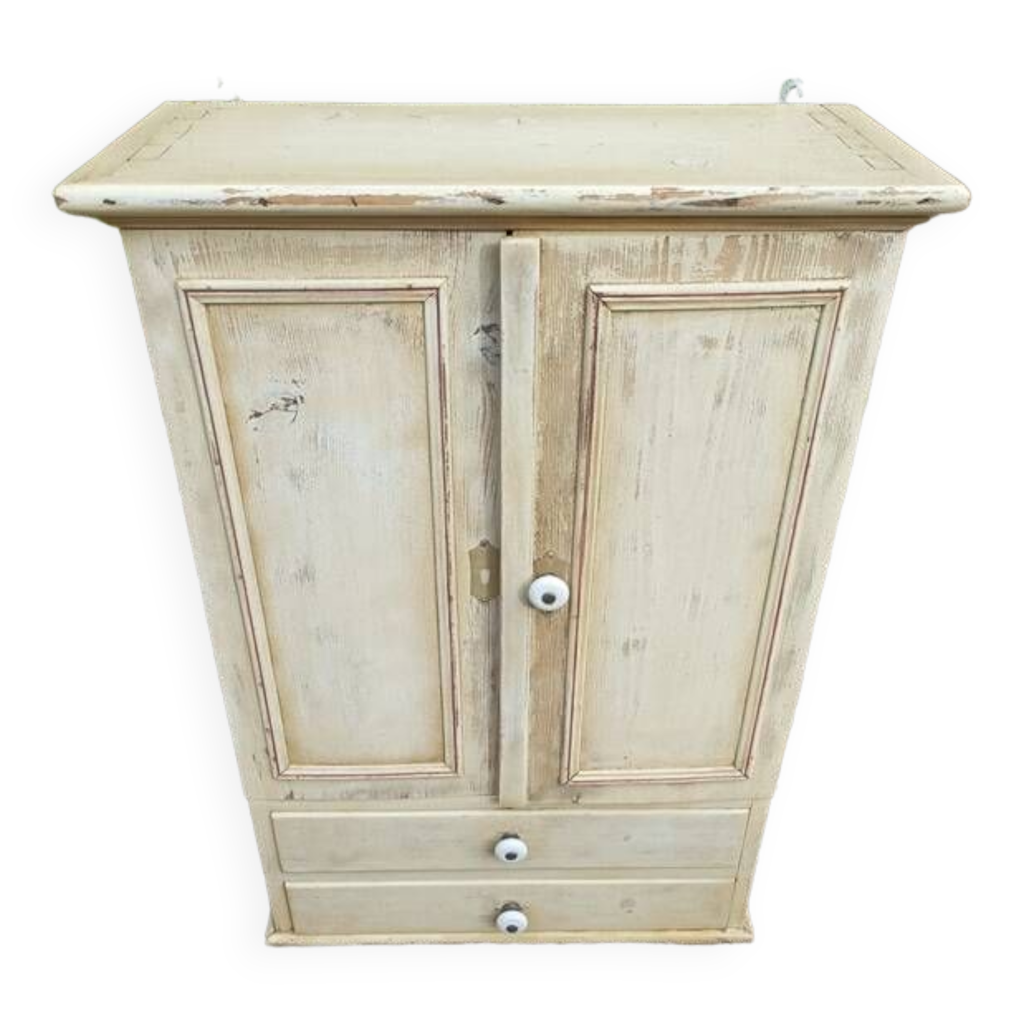 Solid beige wood cabinet with door drawers