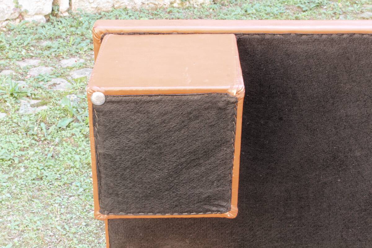 Cognac leather coffee table, vintage 1980s.