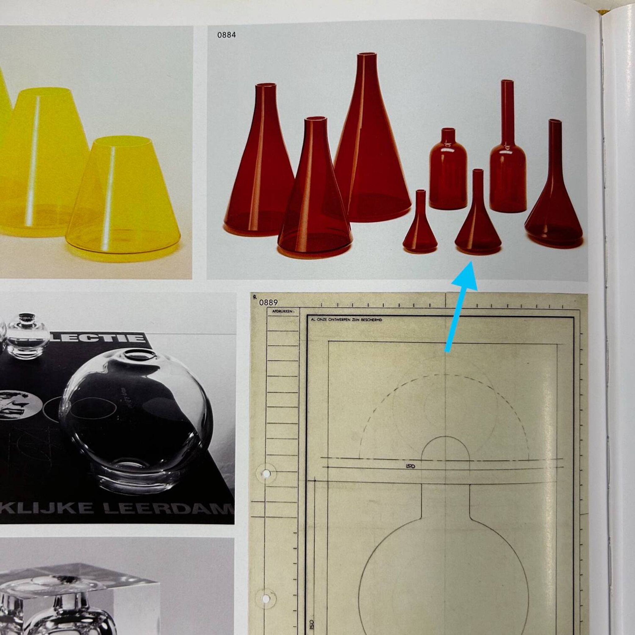 Red Vase Industrial Series by A.D. Copier for Leerdam Glass Factory, 1960s – Middle Size – Middle Size