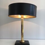 Leather and brass desk lamp