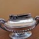 Silver Match table lighter in silver-plated metal with fluted base - Louis XVI