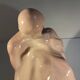 'The Kiss' sculpture by CRIS AGTERBERG, crackled ceramic, Art Deco, ca 1940