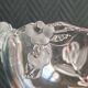 Vintage Frosted Glass Footed Bowl – Relief Decor of Pink Flowers