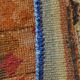 Tapis de couloir Oushak géométrique bleu et rose, 80 x 302 cm