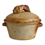 Terrine, stoneware casserole dish with hare decoration, 1970s-80s