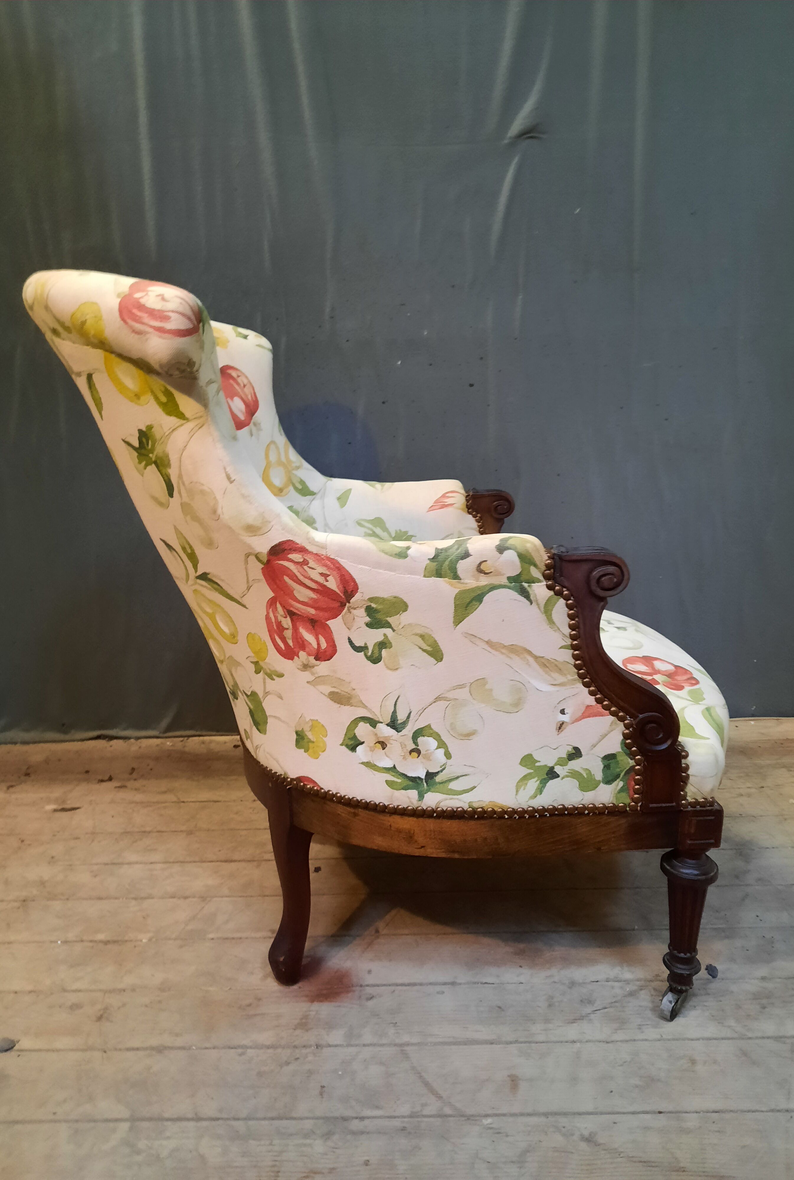 Pair of Louis XVI style toad armchair