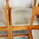 5 wooden chairs tapered base, circa 1975.