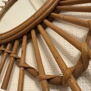 Vintage guitar-shaped rattan mirror