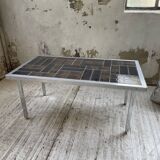 Table basse chrome et carrelage années 50