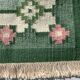 Swedish Green Wool Rug Flat-Weave Kilim Rölakan Rug Signed “M” 1960s
