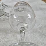 Vintage 10 large crystal glasses - Engraved logo - Cut stem - Very heavy