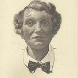 Painting drawing portrait of man cabaret
