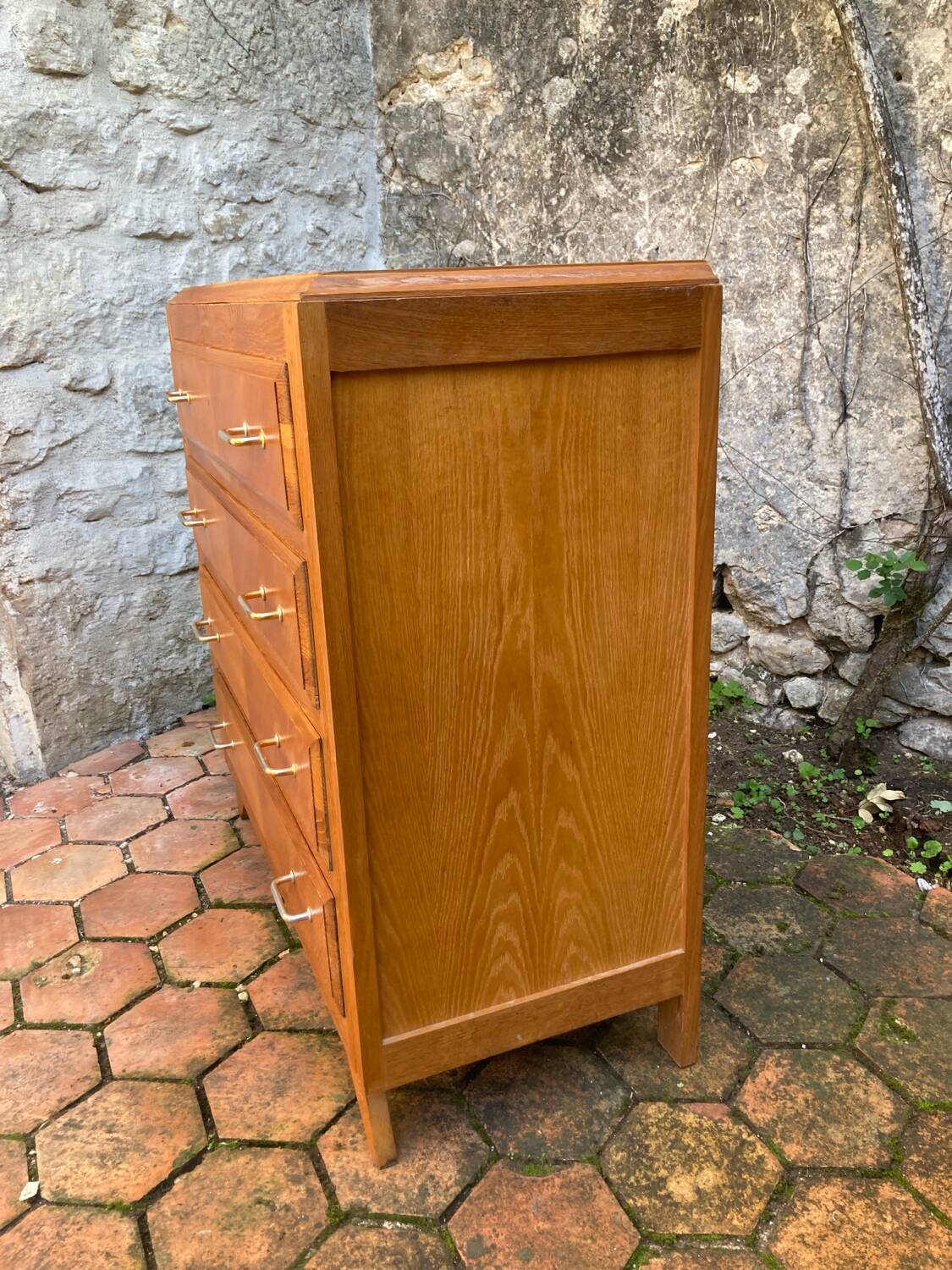 Vintage chest of drawers with compass feet