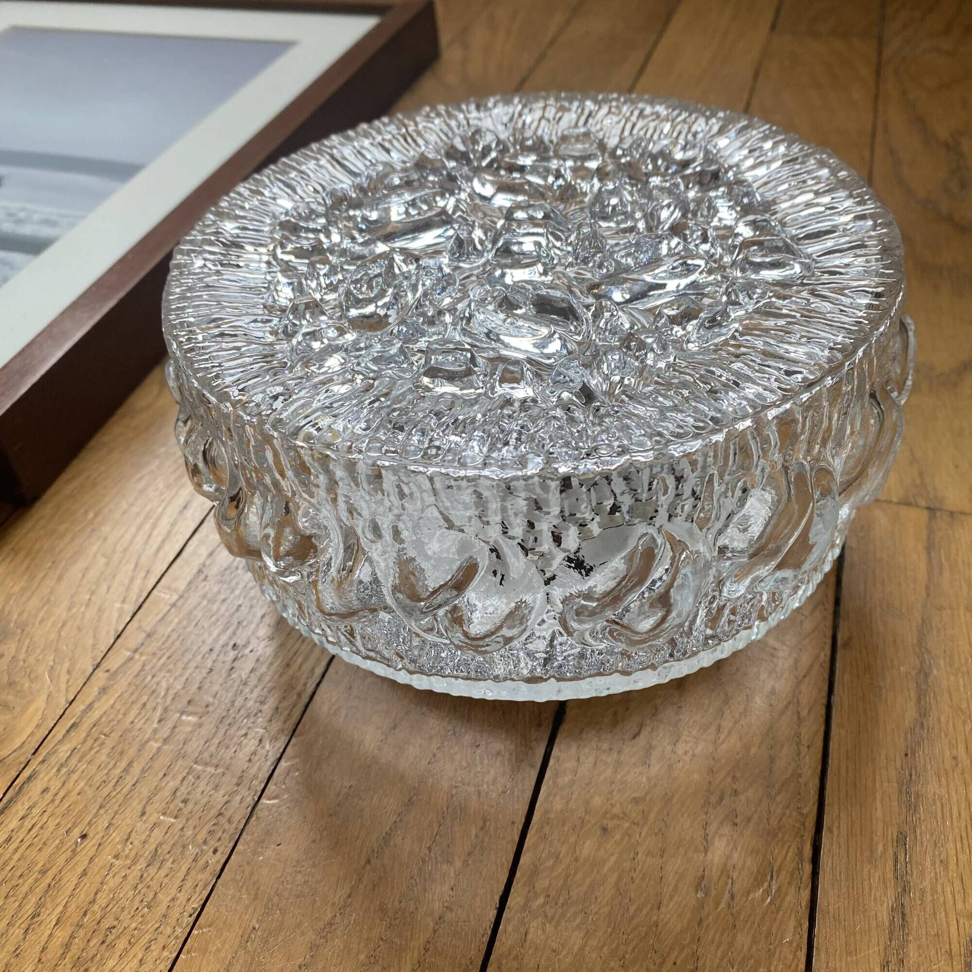 Round wall light ceiling fixture transparent glass vintage
