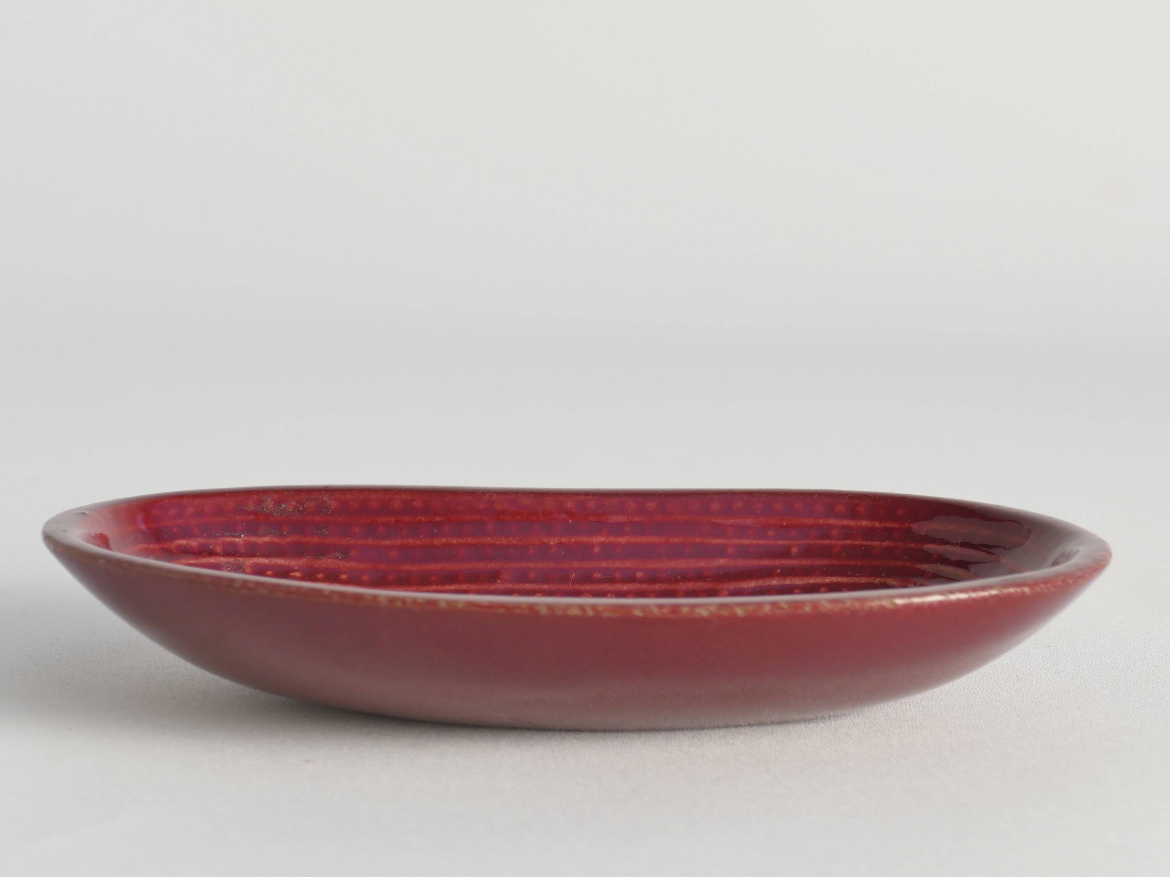 Merlot Red Stoneware Organic Shaped Bowl by Andersson & Johansson, Höganäs