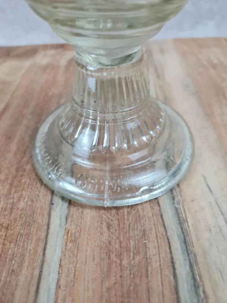 Antique glass oil lamp, dove decoration, An Qing China