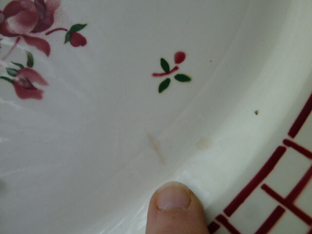 Oval earthenware dish Digoin Sarreguemines Model Rosa