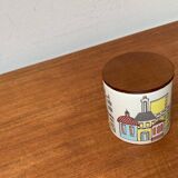 German ceramic box or mid-century biscuit jar with a teak lid by SMF Schramberg Keramik, 1960s