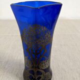 Art nouveau vase in blue blown glass from Sèvres