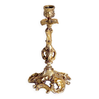 Bougeoir rocaille en bronze