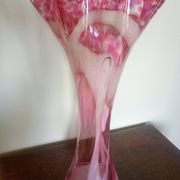 Grand vase corolle évasé 50cm - moucheté rose & blanc Design 70'