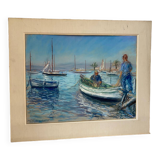 Gouache of the port of Saint Raphaël
