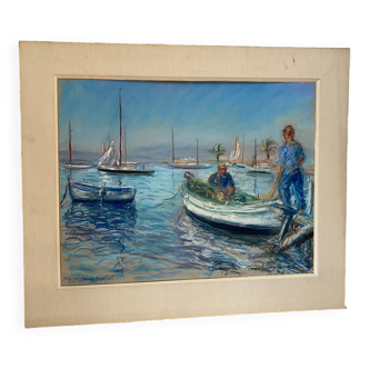 Gouache du port de saint Raphaël