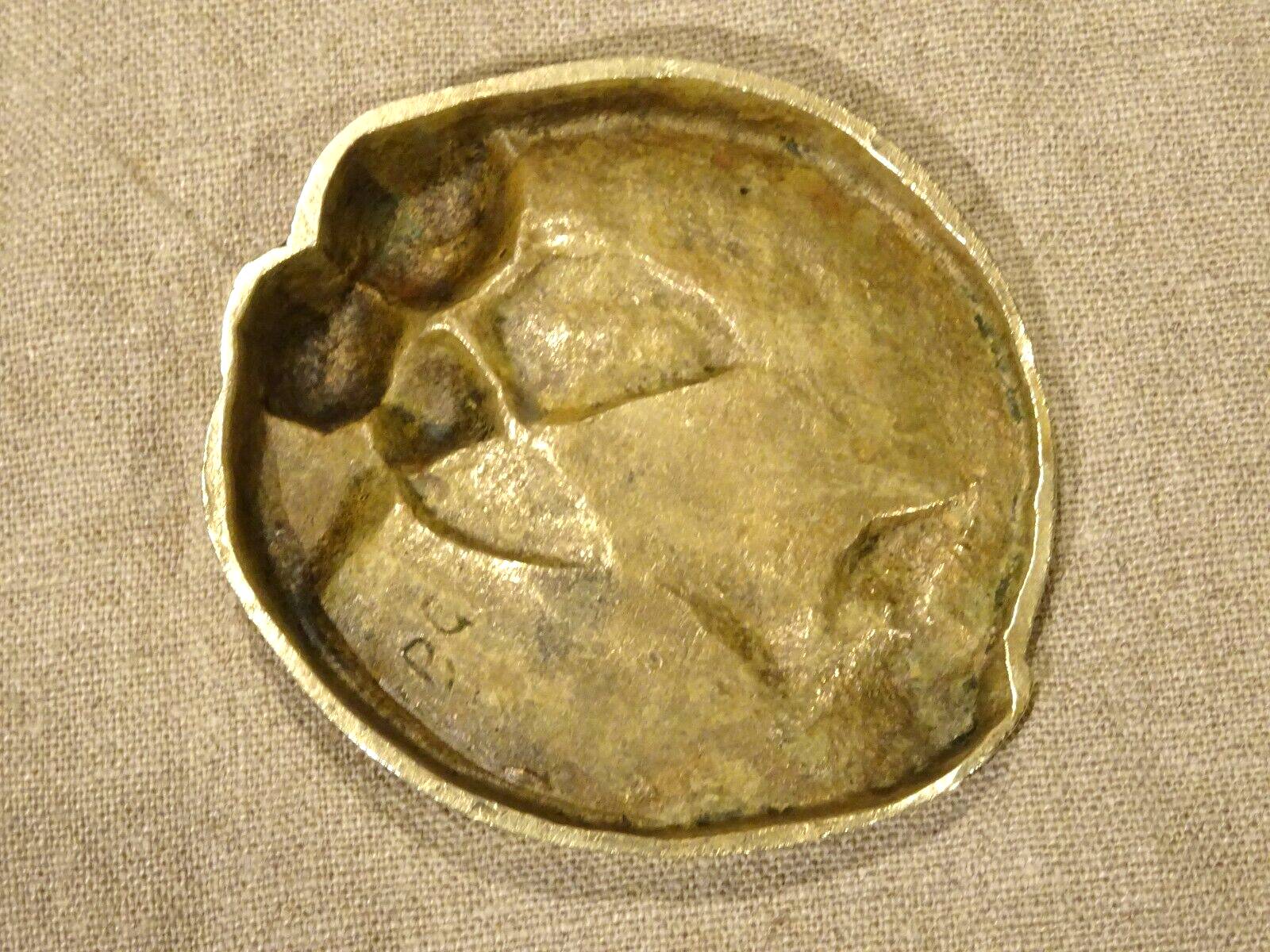 Old bronze cup empty pocket with apple apple tree fruit decoration Ø 9.5 cm