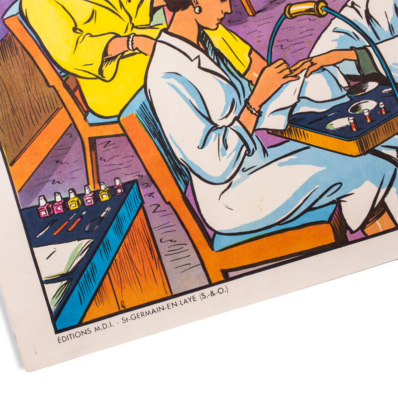 Poster school vintage No. 13 the hairdresser & No. 14 at the Baker - V. 2 - Editions M.D.I