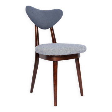 Heart-shaped chair in light and medium blue denim, mid-century, Europe, 1960s.