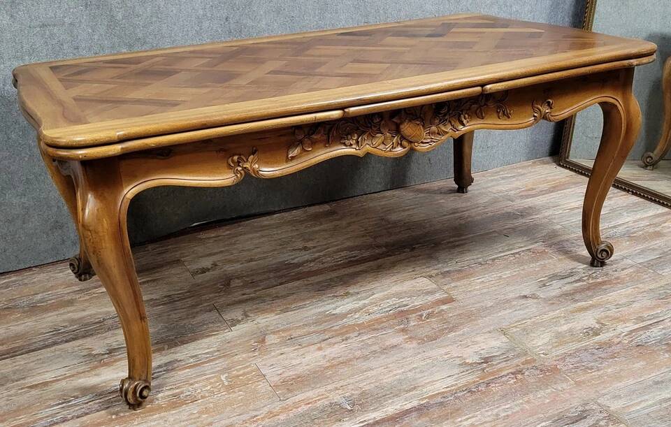 Louis XV style Provencal table in solid cherry wood, 20th century