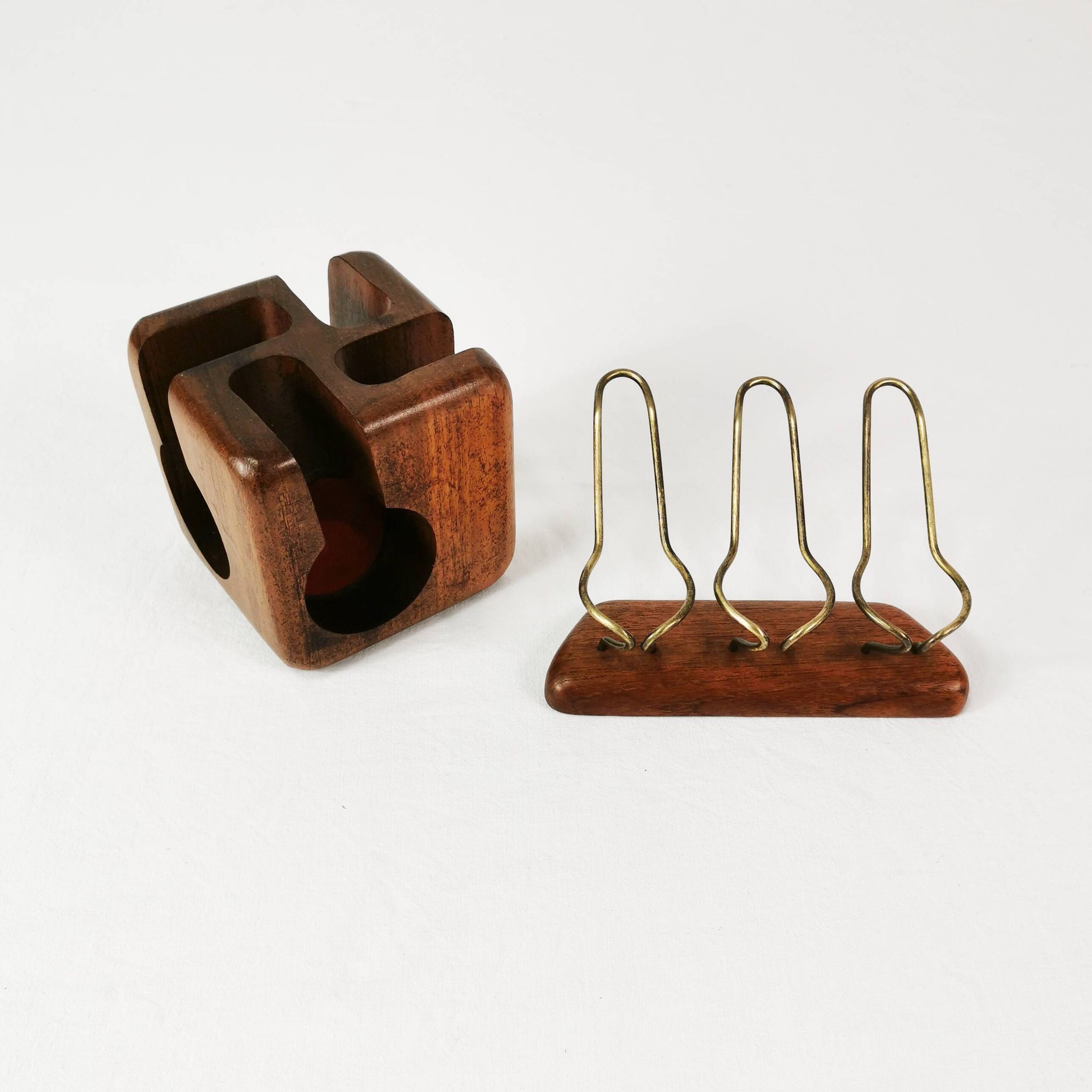 Mid century teak pipe stands, Sweden, 1960s.