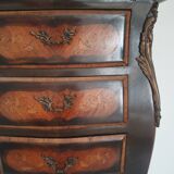 Antique inlaid bedside table with marble top