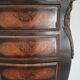 Antique marquetry bedside table, marble top