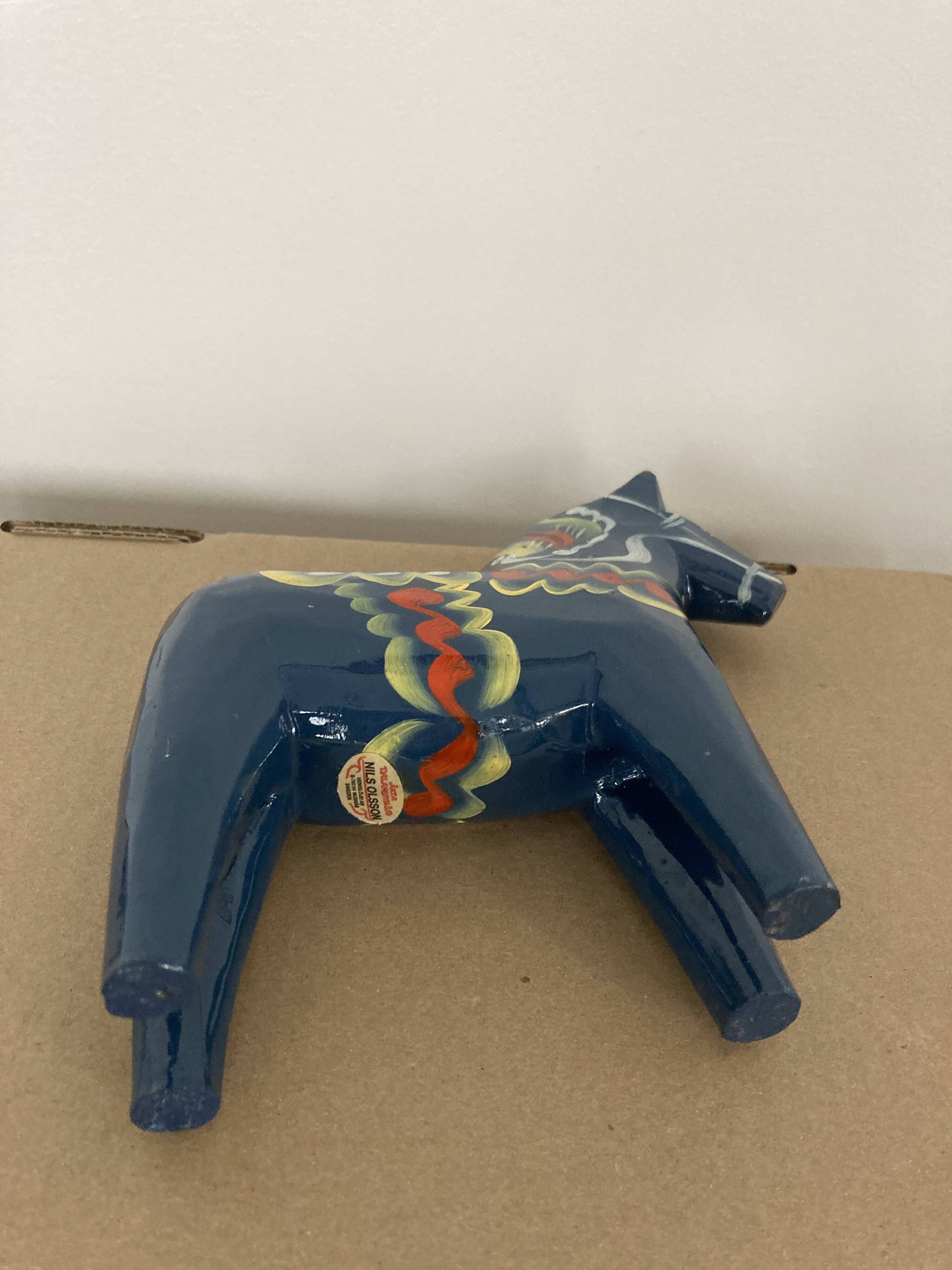 Swedish "Dala" blue horse NILS OLSON 17cm