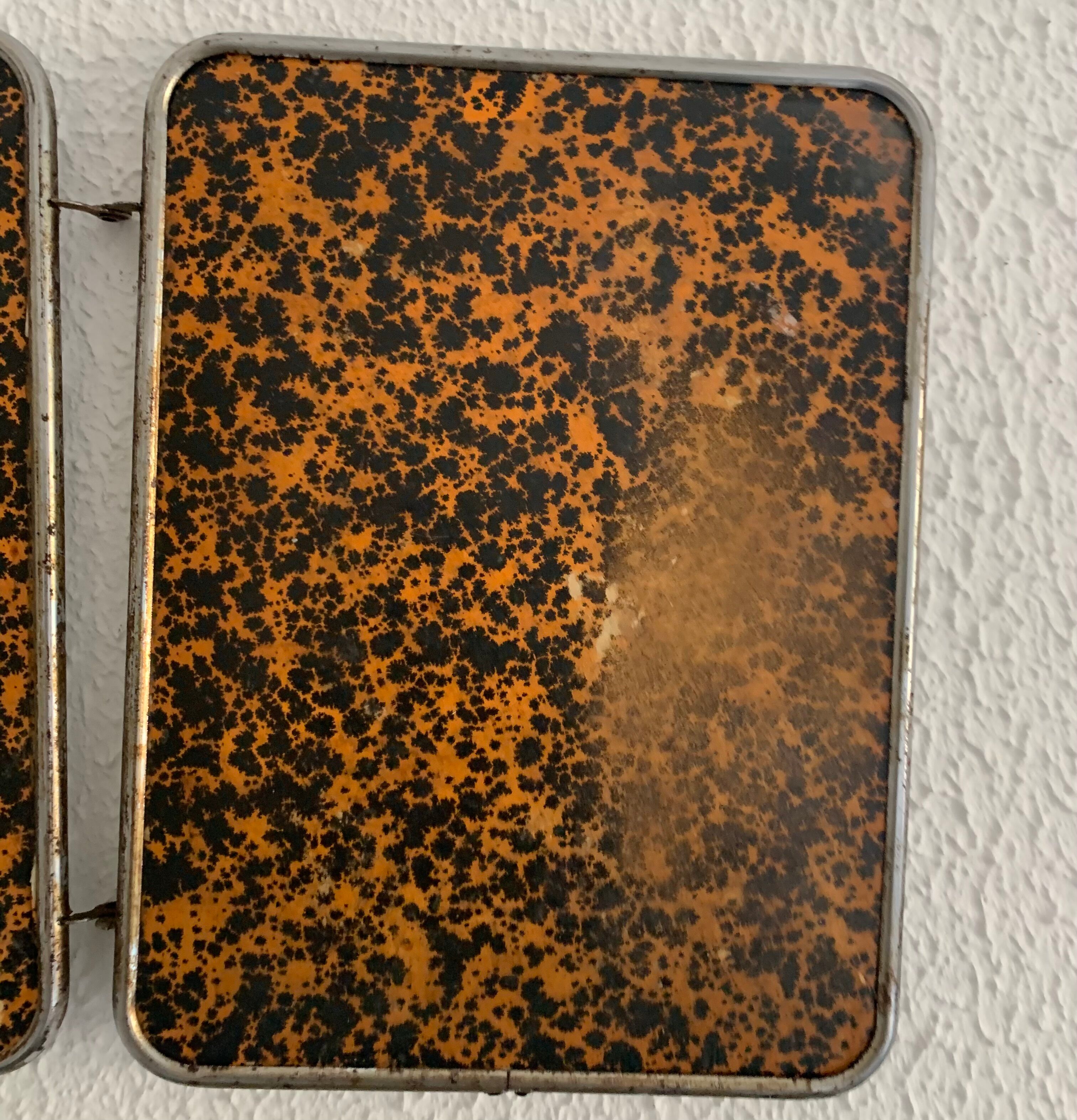 Vintage mirror triptych barber ink stain, 1950, 24 x 56 cm