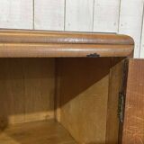 1950s English sideboard with drawers, Art Deco style, in walnut burl.