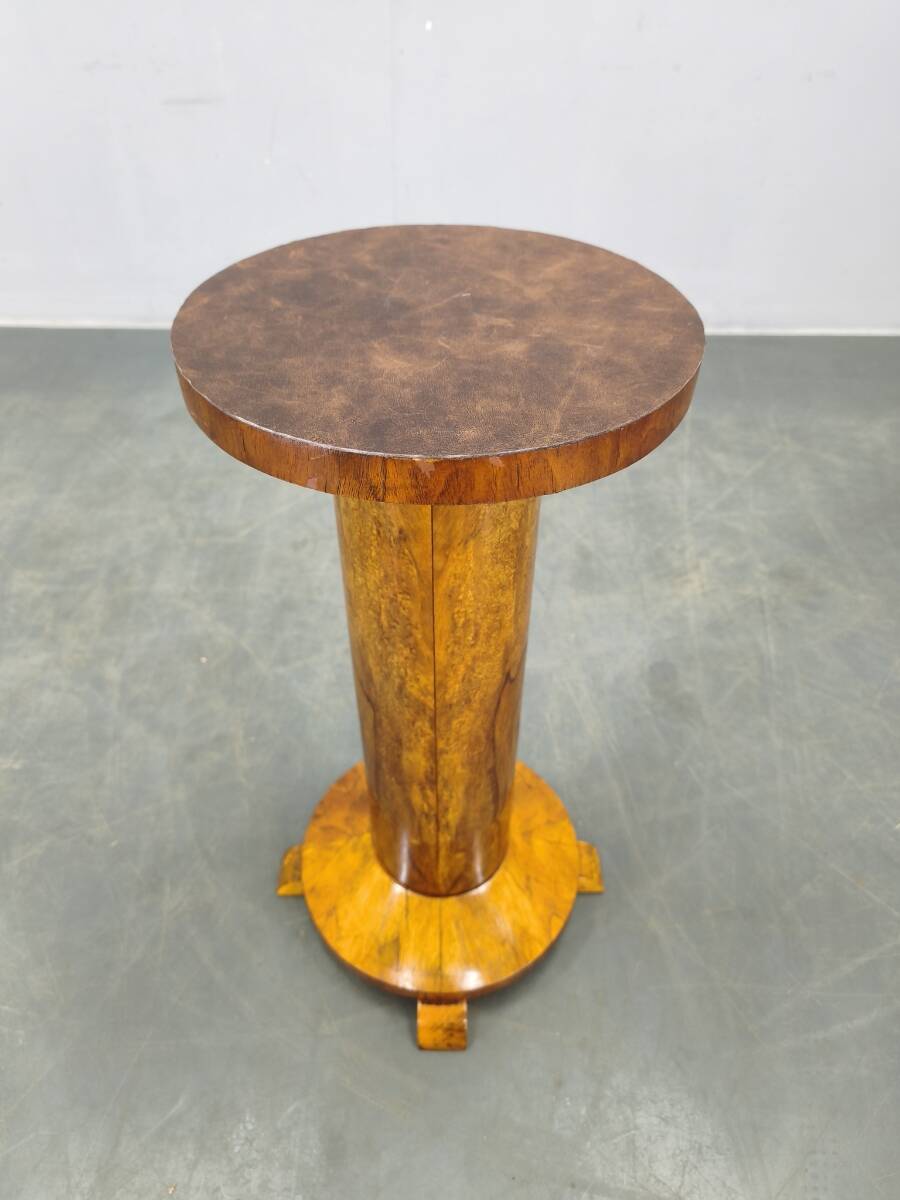 Art Deco Walnut Pedestal Table, Czechoslovakia, 1930s