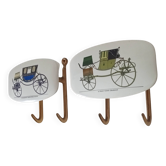 Lot de 2 patères porte manteau mural bakélite et laiton années 50/60